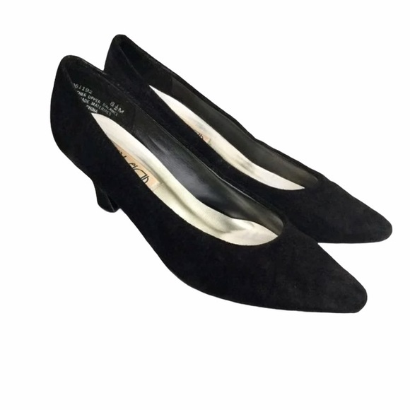 Black Suede Leather Cara Leigh Heels - Picture 1 of 6